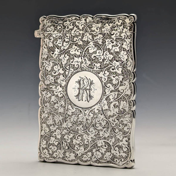 1887年 英国アンティーク 純銀製カードケース 46g Frederick Marson